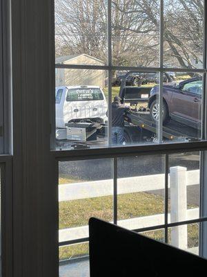 Chew's Towing picking up my Edge