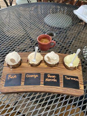 Rose, Orange, Masala, and Tumeric in my flight