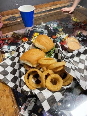 Classic Slider, Handsome Rob, Onion Rings