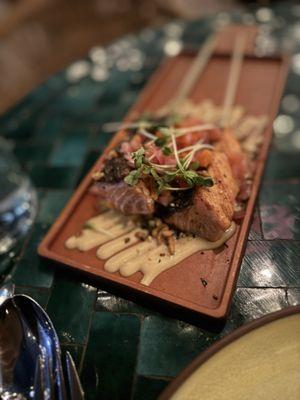 Salmon at the rooftop in the evening