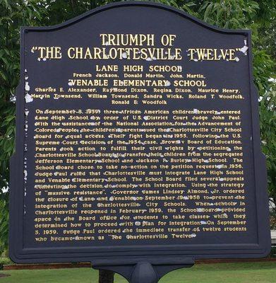Triumph of “The Charlottesville Twelve” historical marker