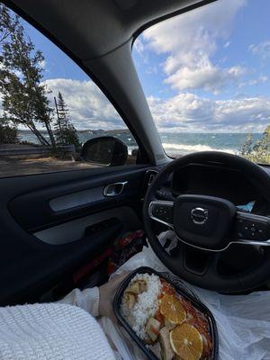 Rice Paddy car picnic while watching the waves
