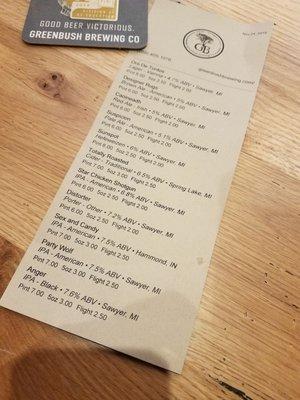 Beer list including a few other regional breweries