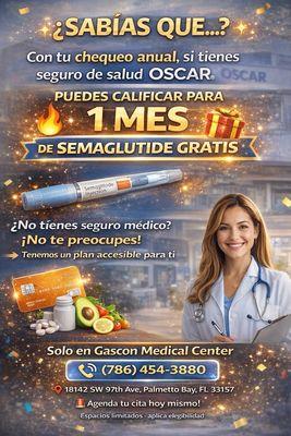 Semaglutide 1 mes gratis con seguro de salud Oscar