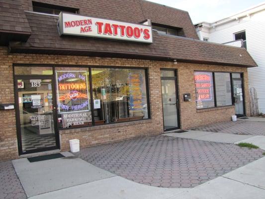 Front of shop ,there are two store fronts ,this is the main tattoo side entrance.
