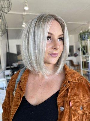 Platinum Blonde with shadow root.