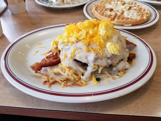 The famous smothered chicken and bacon platter. This was to die for. Sooooo yummy
