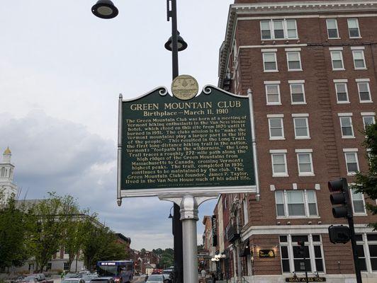 Green Mountain Club Historical Marker