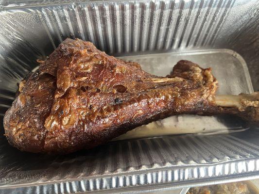 Fall off the bone Confit Turkey Leg. This cooking technique makes poultry extremely crispy on the outside yet moist inside