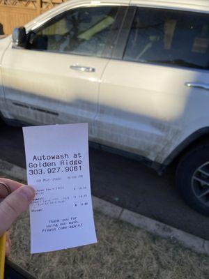 Paid $16 for the machine to only spray water, no soap and this was the finished product.