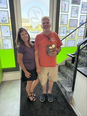 At the Zander real estate office signing documents. Of course they always offer us a snack or a drink when we drop by.