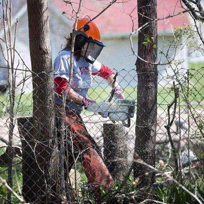 Chick with Chainsaw Disaster relief