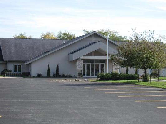 This is the main entrance to church. There is visitor parking right in front that is marked. Visitors are always welcome!