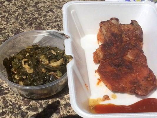 The combo: Collard greens & St. Louis style ribs.