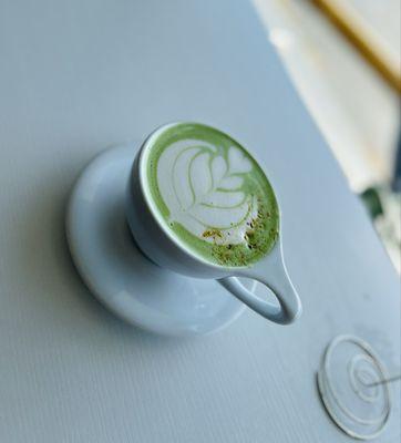 Grinchy matcha! Beautiful and delish with pistachio flavor. Sooo yum!