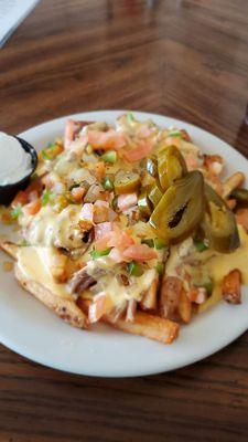 Pulled pork nachos with fries.