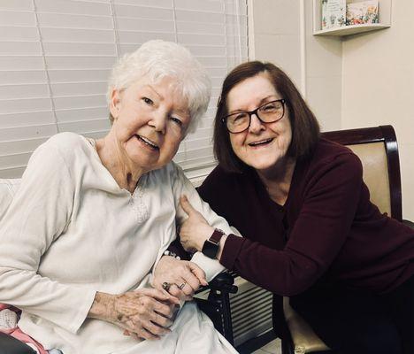 Patient Sandra Campbell and new friend.