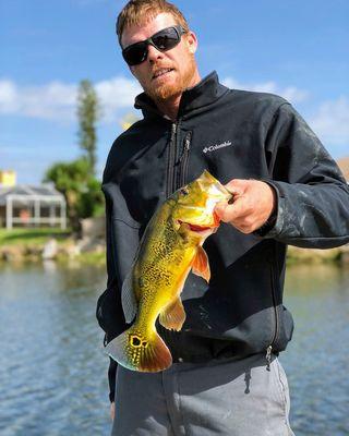 One off the list for Chad! Peacock bass ! #peacockbass #swflfishing #swflbassfishing #crowderrods #minnkotamotors #humminbirdfishing