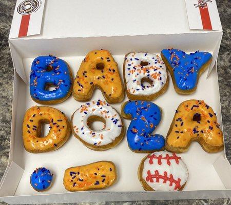 Custom Astros themed letter donuts