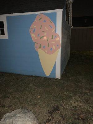 Giant ice cream cone on the Monon.