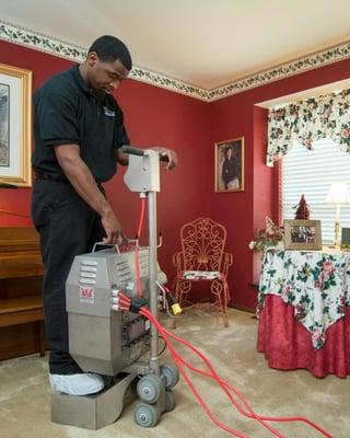 Are extraction process can remove 97% of the water out of your carpet and pad!