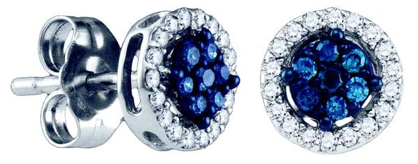 diamonds and blue diamonds white gold earrings
