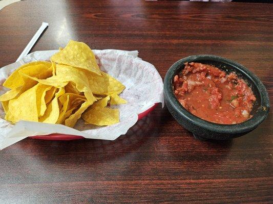 Salsa is very good, not too hot, just right.