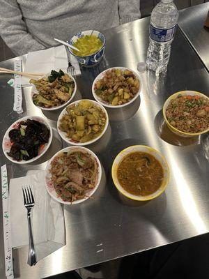 Variety of soups and tapas portions of entrees.