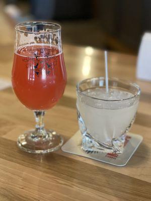 Beer and a mixed drink