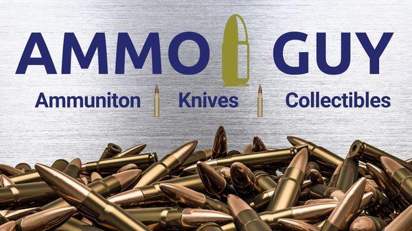 Ammo Guy Banner that reads 'Ammunition Knives Collectibles'