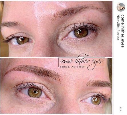 The top are my original eyebrows, the bottom photo is after my first appointment