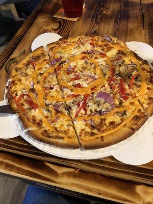 Buffalo Chicken pizza. NOT the super hot challenge one, but very good!