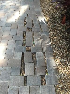 This is what Pavers of Florida's job looked like after a month. When we requested they come and fix it, they refused.