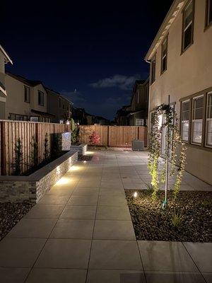 Patio at night Porcelain pavers from Italy