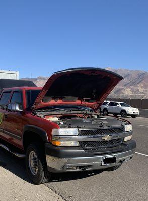 Broke down along the freeway.