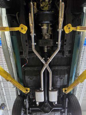 Stainless Steel exhaust installation.