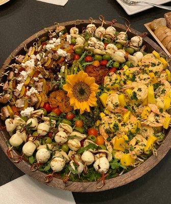 Delicious chicken/pepper and shrimp/mango skewers