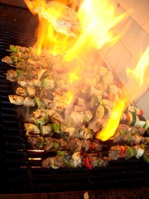 Flame Grilled Kebabs: Chicken (breast), Beef (Filet mignong), Lamb (New Zealand Lamb)