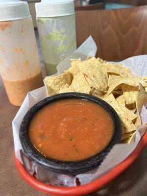 Complimentary chips and salsa when dining in.