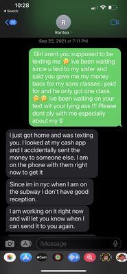 Messages of Rantea lying some more about sending my money