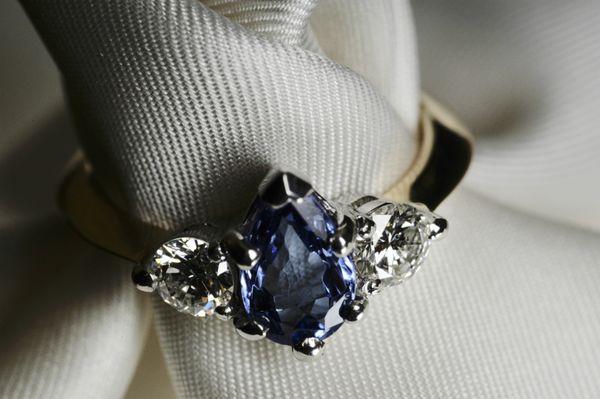 Custom-made Yellow & White Gold Tanzanite Diamond Ring