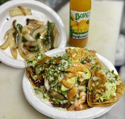 Tacos pollo tripa lengua asada camaron chorizo