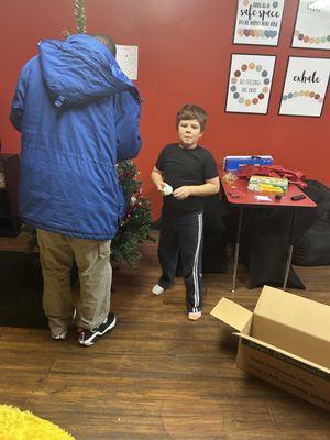 Putting up our christmas tree for our respite center.