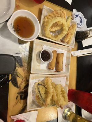 Tempura and spring rolls
