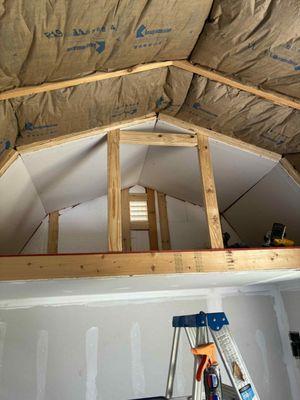storage room turned into a room / office phase 1 install electrical wire and insulation and put sheet rock and dry wall