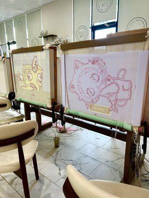 Projected art to trace out rug designs