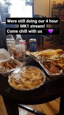 Mozzarella sticks, Texas Cheese Fries, Chicken Tenders, Garlic Bread with Cheese