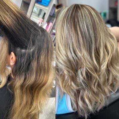 Before/ After
Color correction, highlights and layered haircut