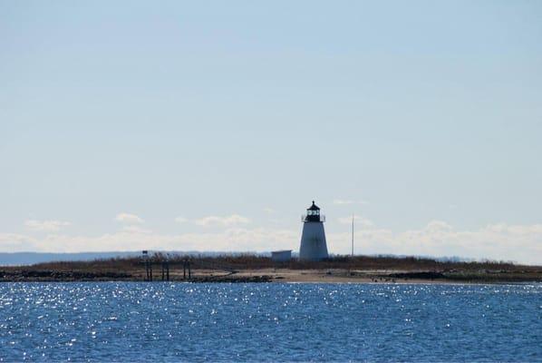 Bird Island Lighthouse on a clear day.