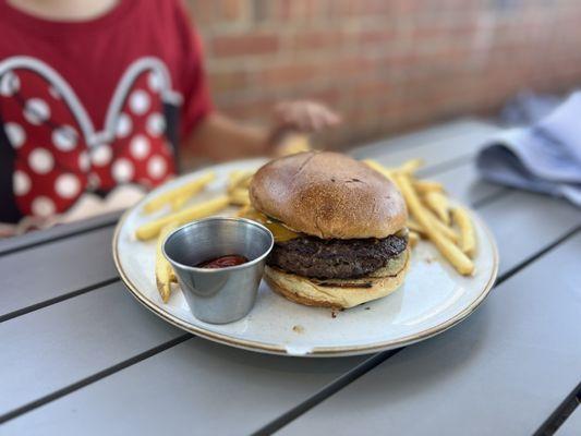 Hatch Cheese Burger & fries